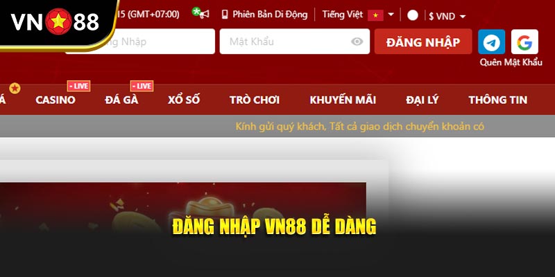 Đăng nhập VN88 dễ dàng